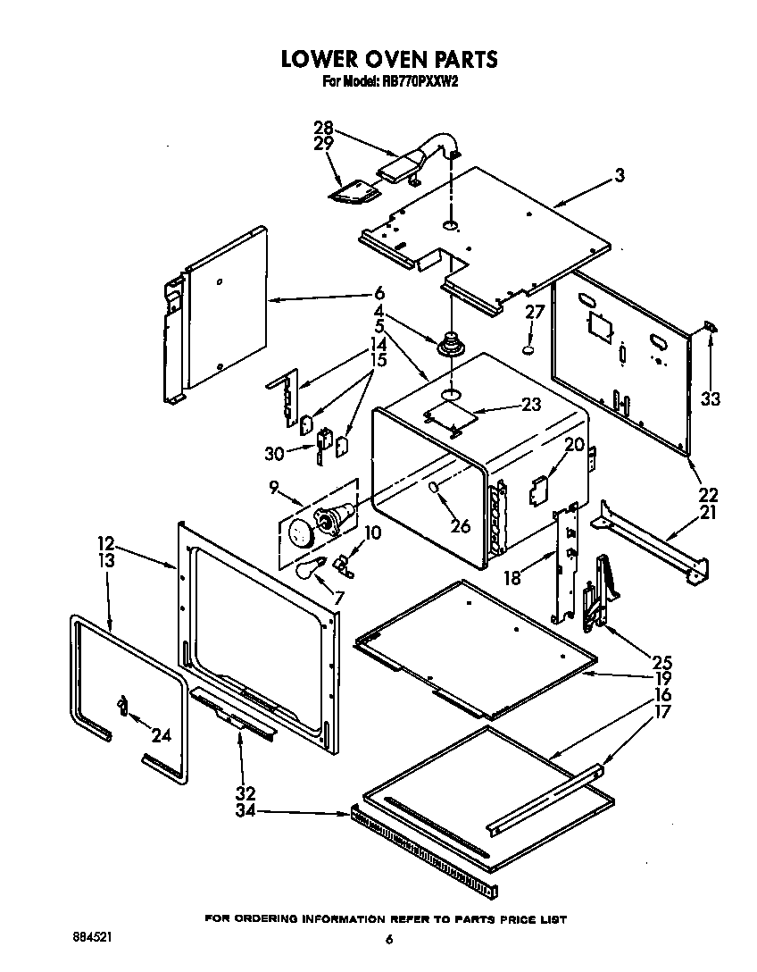 Whirlpool RB770PXXW2 lower oven diagram