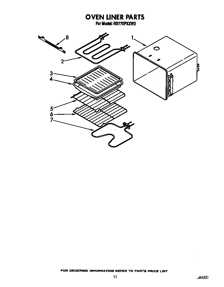 Whirlpool RB770PXXW2 oven liner diagram