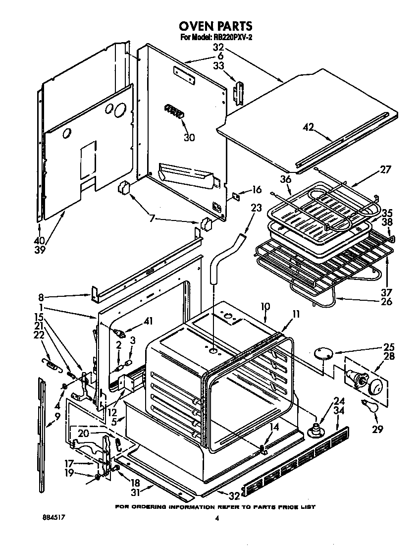 Whirlpool RB220PXV2 oven diagram