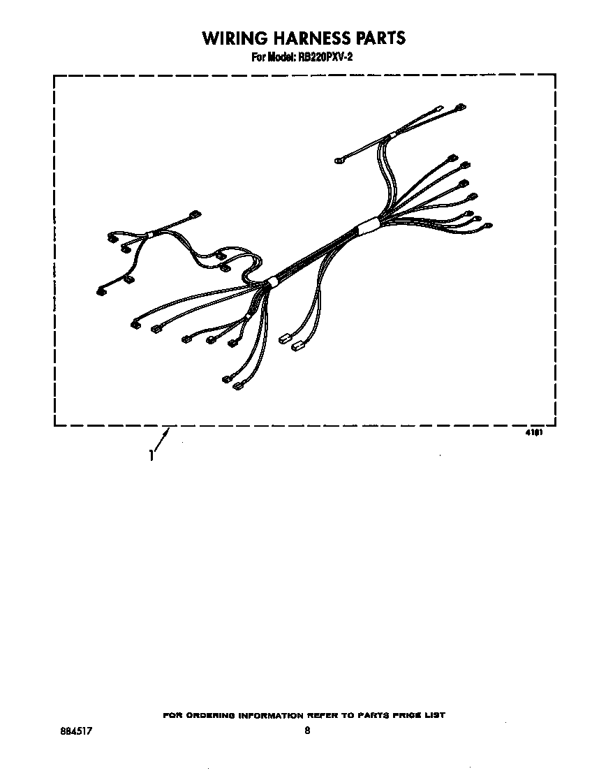 Whirlpool RB220PXV2 wiring harness diagram