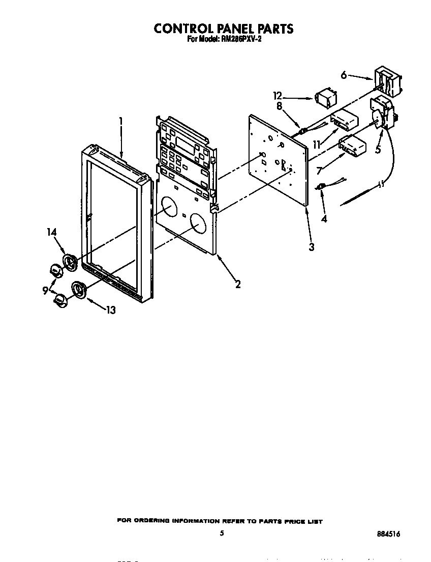 Whirlpool RM286PXV2 control panel diagram