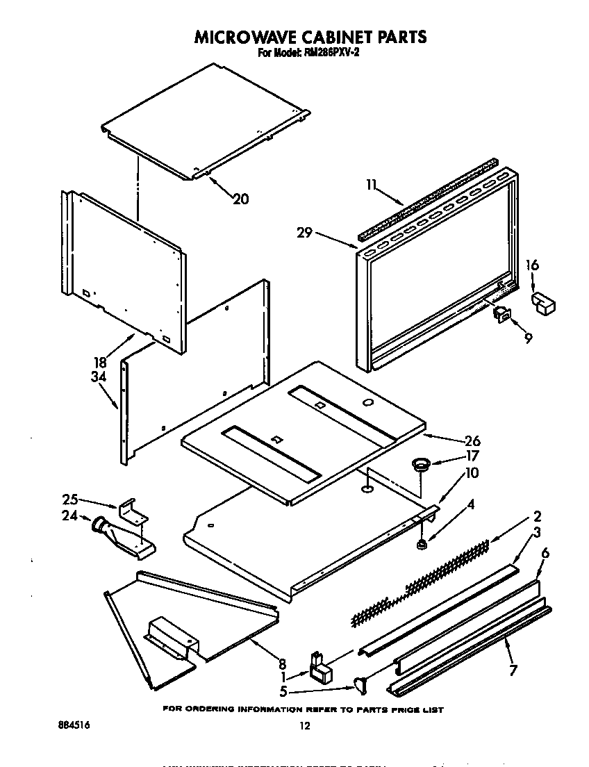 Whirlpool RM286PXV2 microwave cabinet diagram