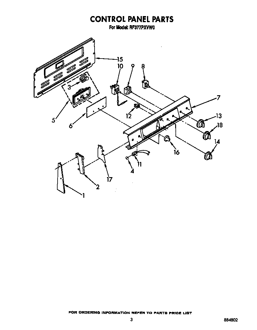 Whirlpool RF377PXVW0 control panel diagram