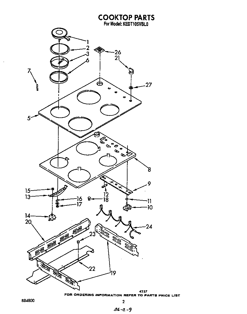 KitchenAid KEDT105VWH0 cook top diagram