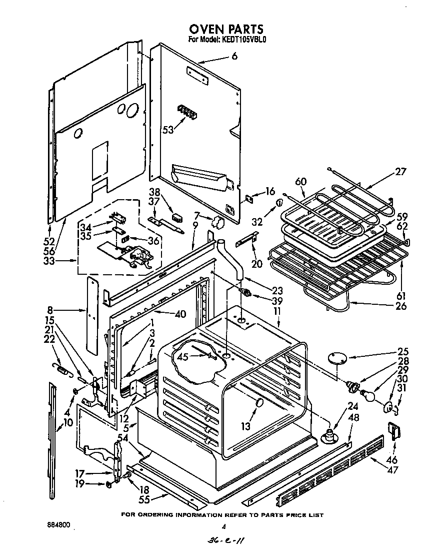 KitchenAid KEDT105VWH0 oven diagram