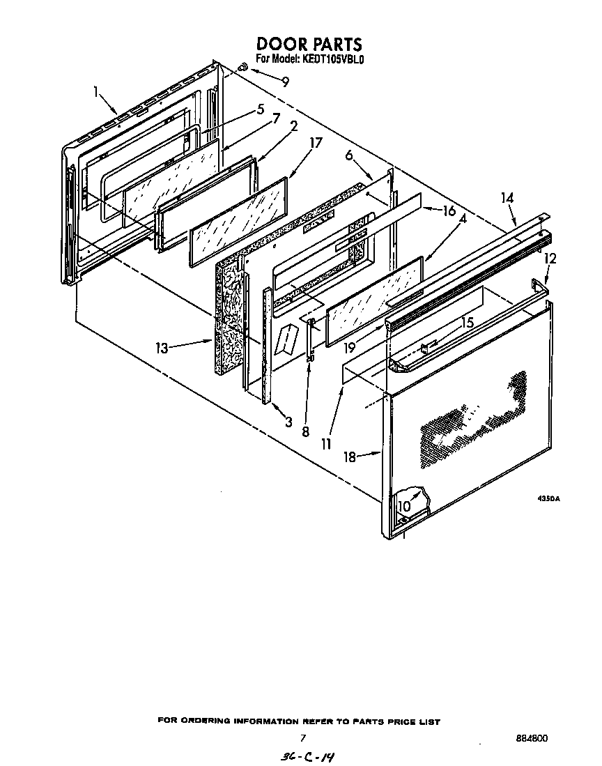 KitchenAid KEDT105VWH0 door diagram