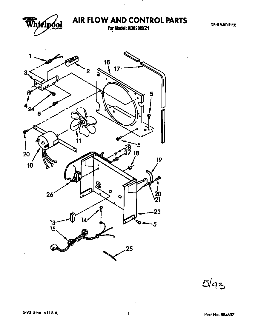 Whirlpool AD0302XZ1 air flow and control diagram