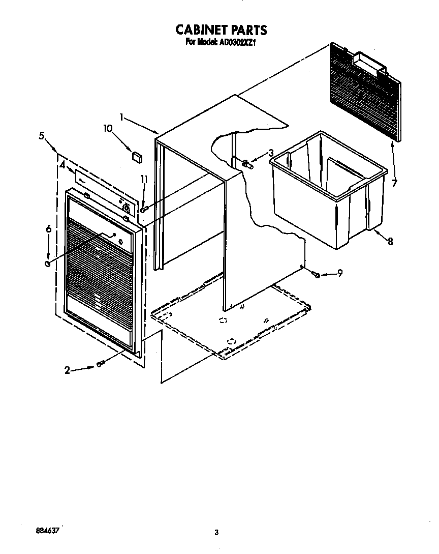 Whirlpool AD0302XZ1 cabinet diagram