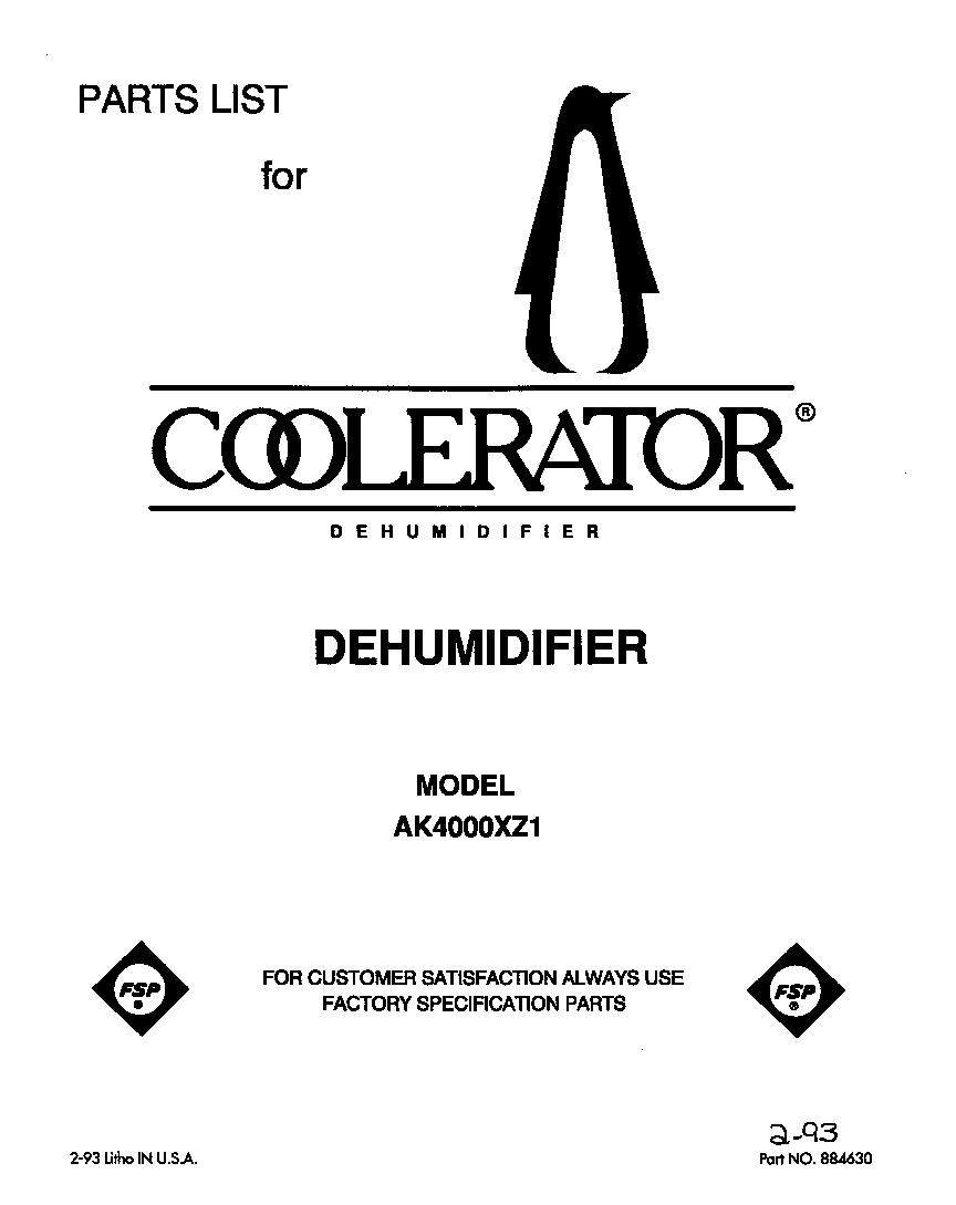 Whirlpool AK4000XZ1 front cover diagram