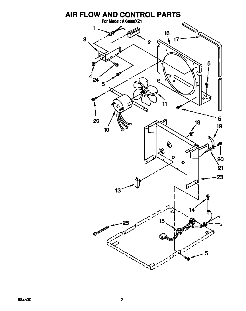Whirlpool AK4000XZ1 air flow and control diagram