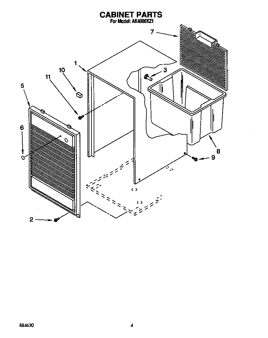 Whirlpool AK4000XZ1 cabinet diagram