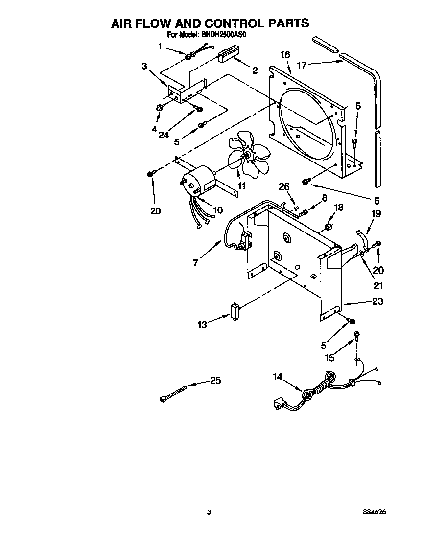 Whirlpool BHDH2500AS0 air flow and control diagram