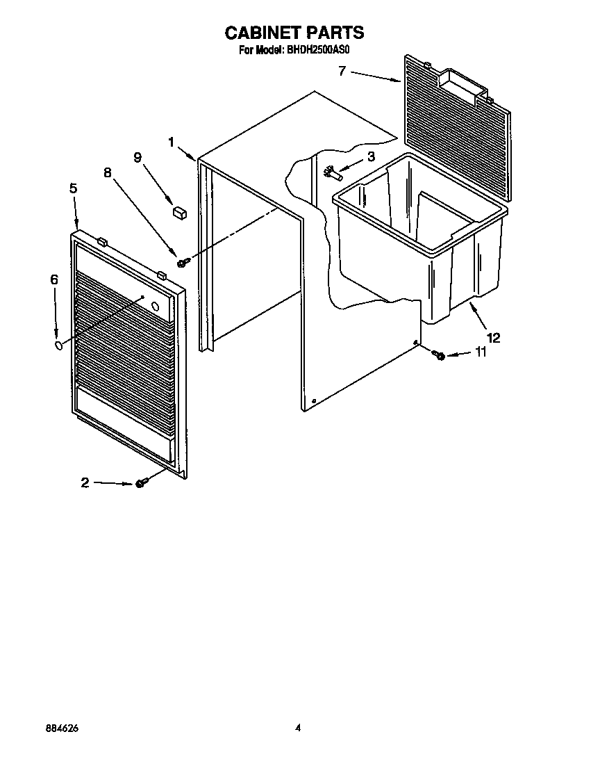 Whirlpool BHDH2500AS0 cabinet diagram