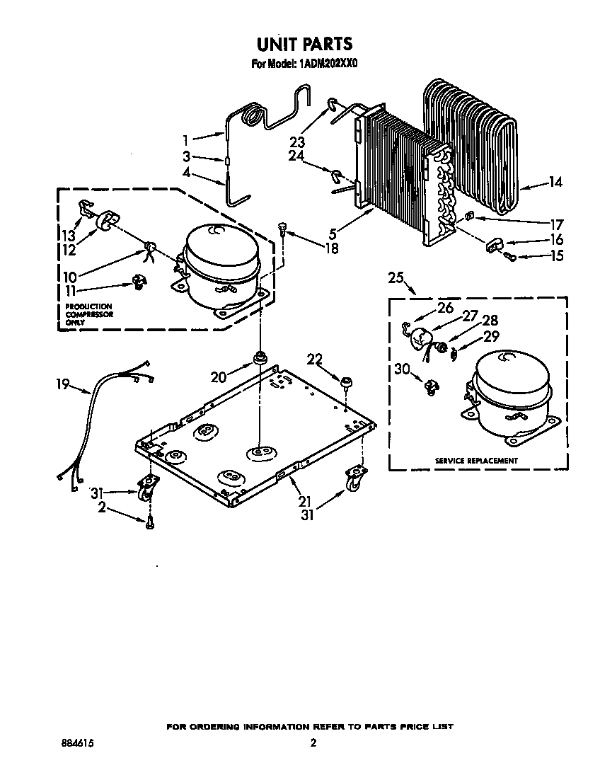 Whirlpool 1ADM202XX0 unit parts diagram