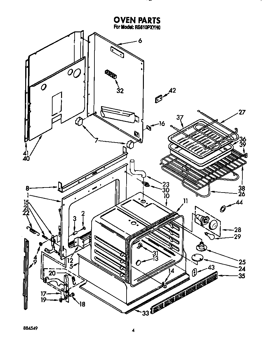 Whirlpool RS610PXYH0 oven diagram