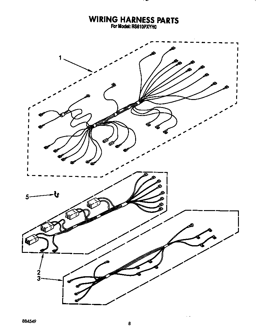 Whirlpool RS610PXYH0 wiring harness diagram