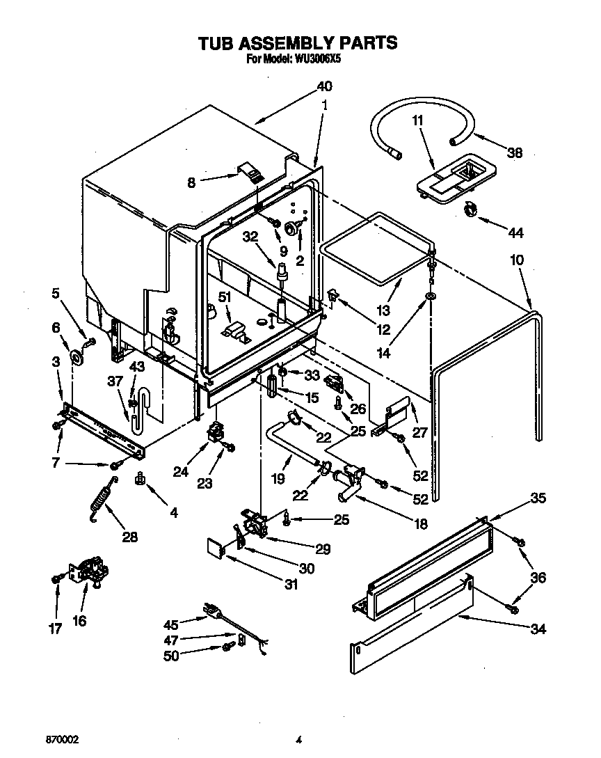 Roper WU3006X5 tub assembly diagram