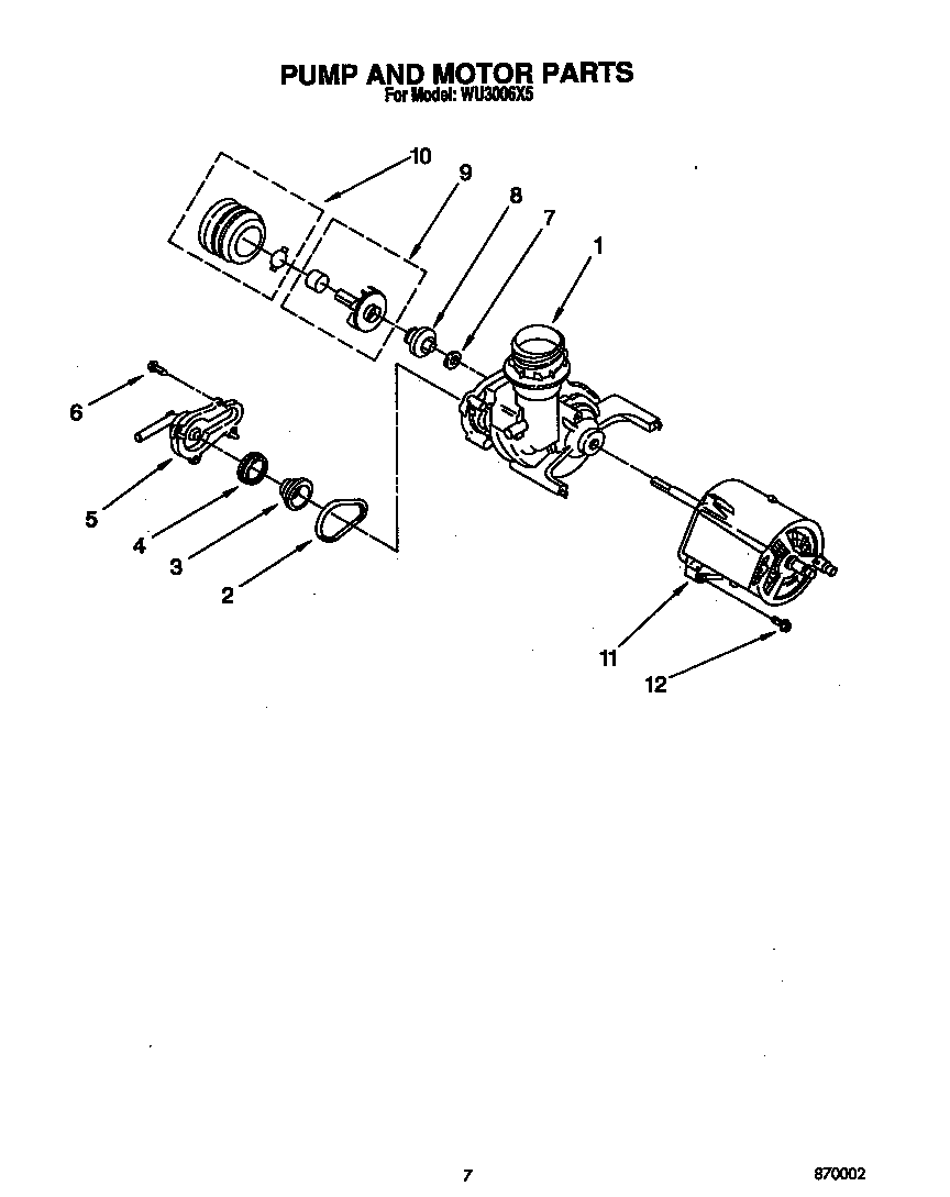Roper WU3006X5 pump and motor diagram