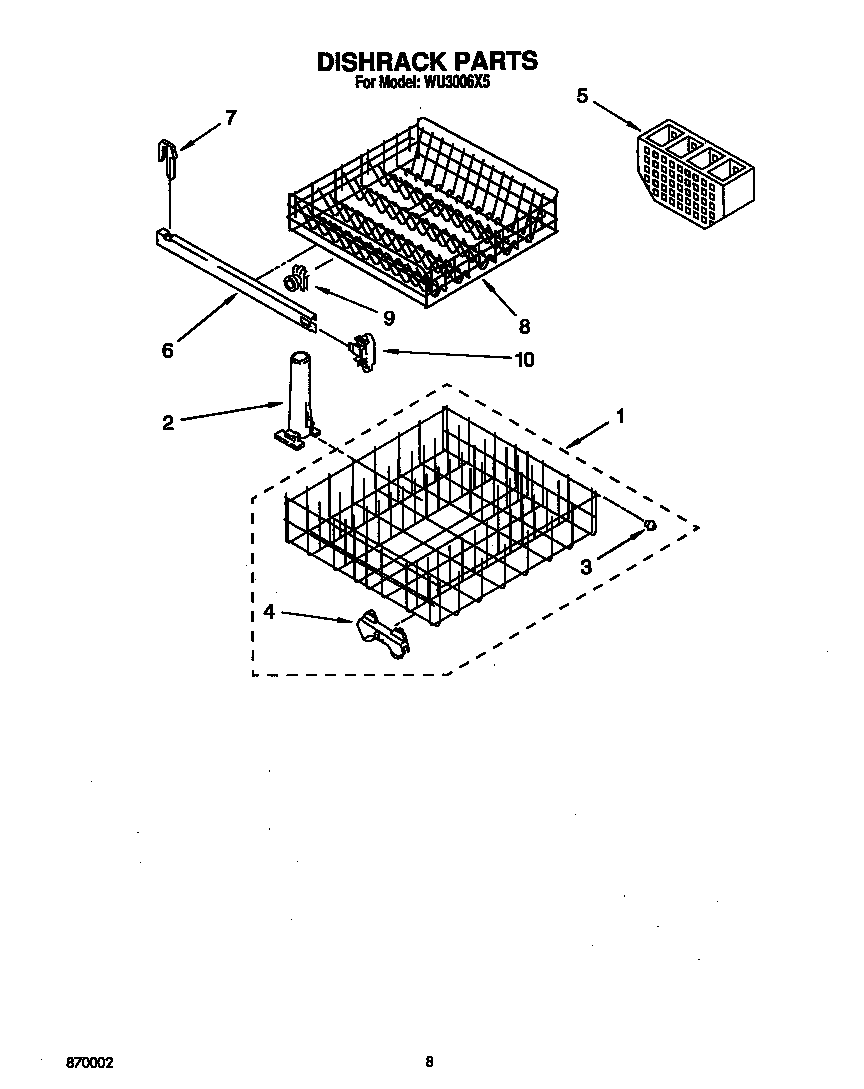 Roper WU3006X5 dishrack diagram