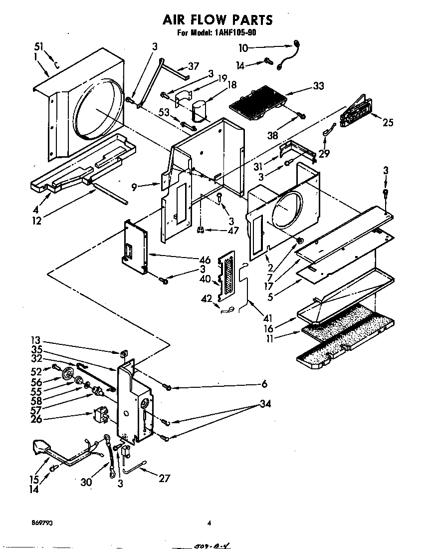 Whirlpool 1AHF10590 air flow parts diagram