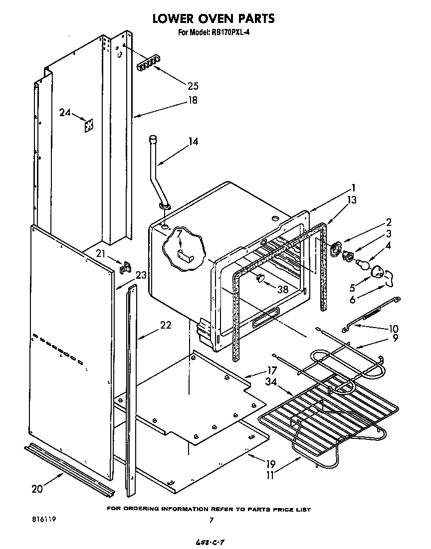 Whirlpool RB170PXL4 lower oven diagram