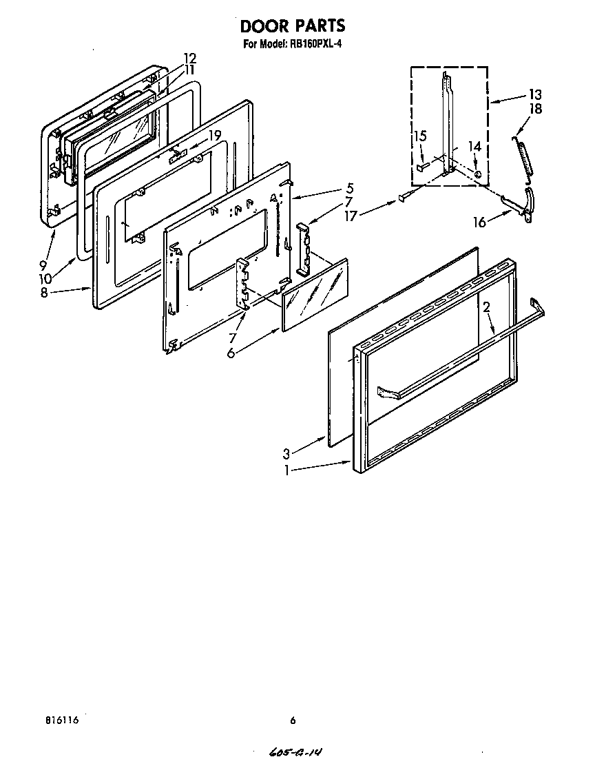 Whirlpool RB160PXL4 door diagram