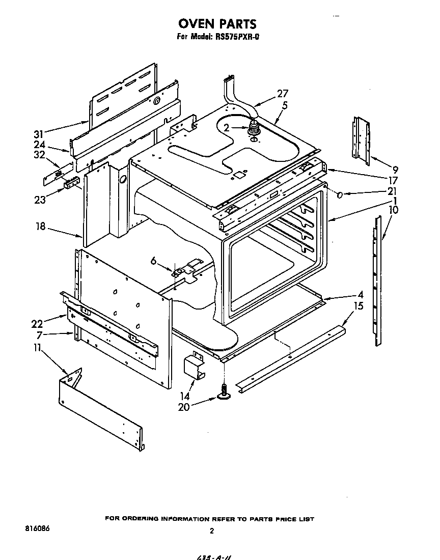 Whirlpool RS575PXR0 oven diagram