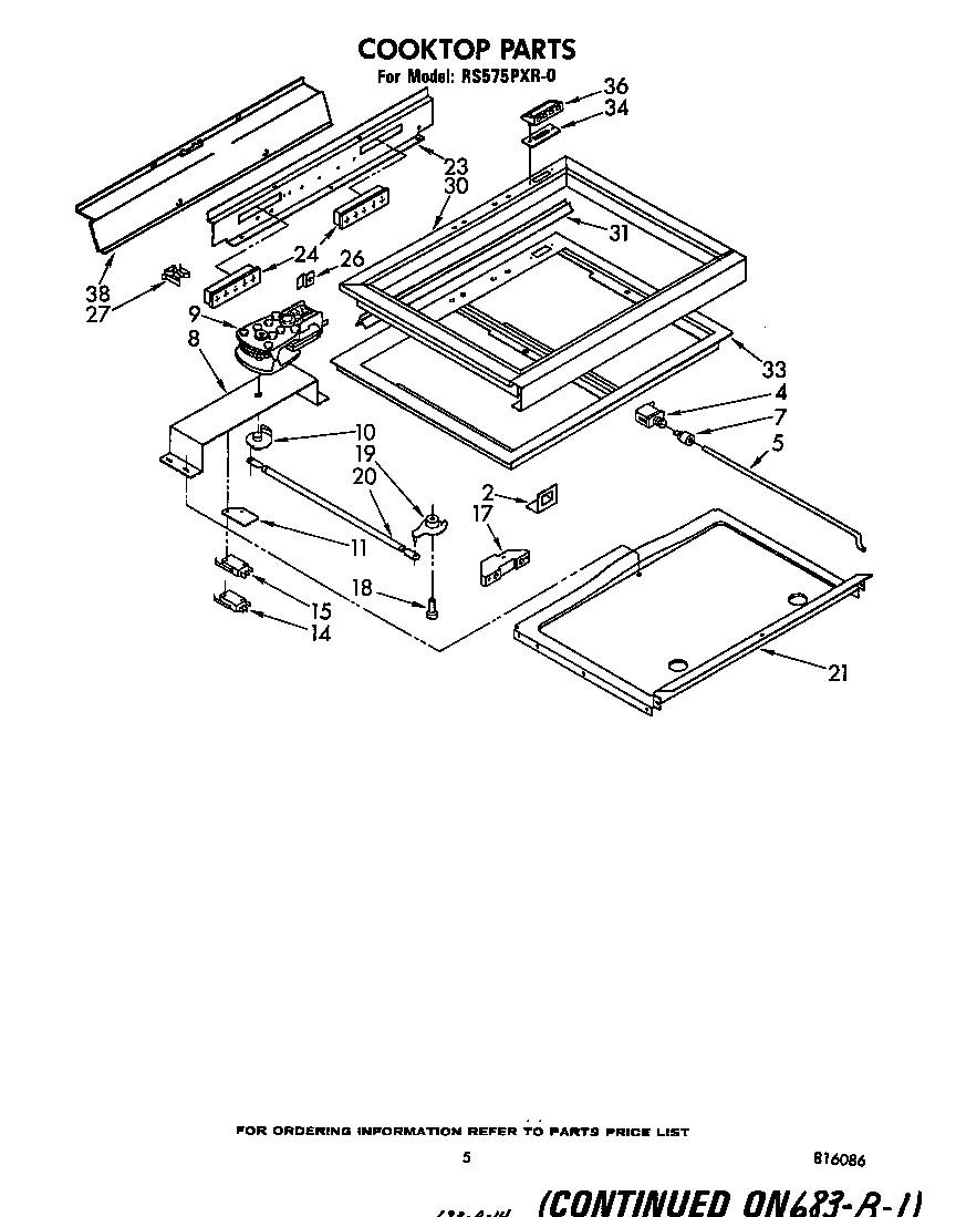 Whirlpool RS575PXR0 cook top diagram