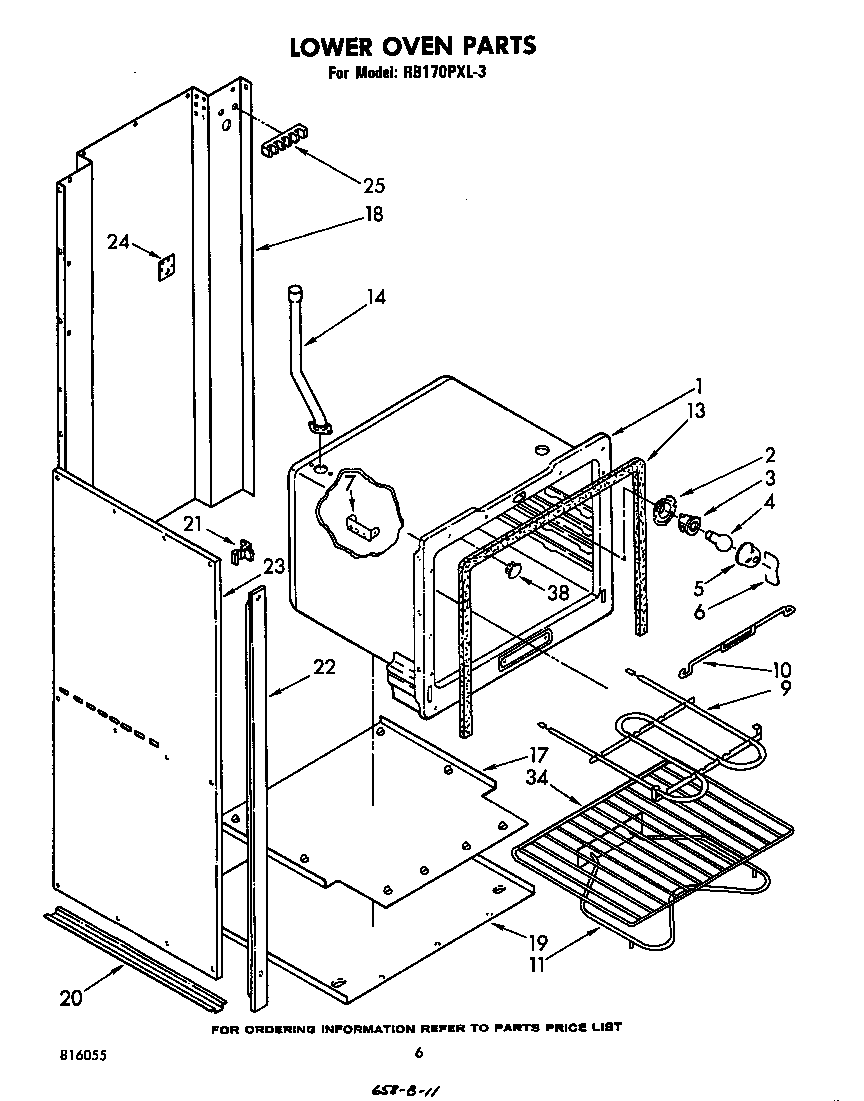 Whirlpool RB170PXL3 lower oven diagram