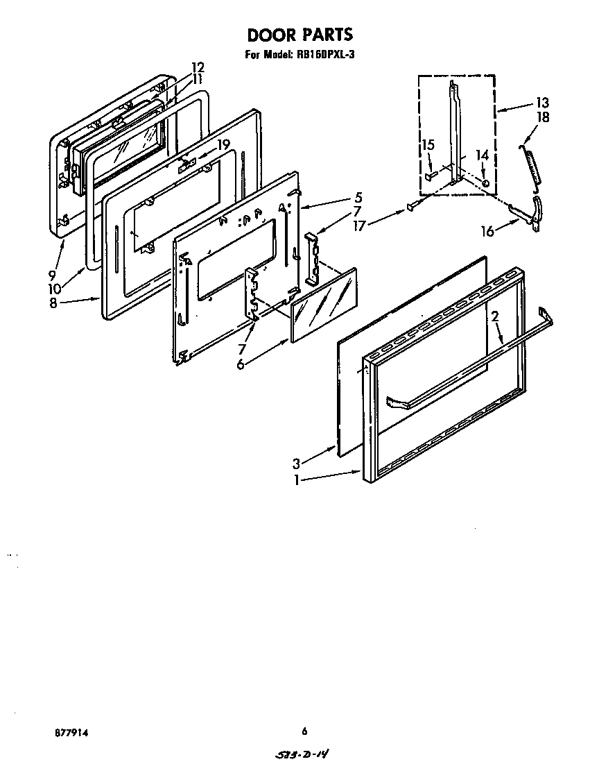 Whirlpool RB160PXL3 door diagram