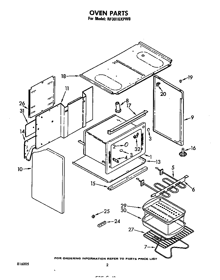 Whirlpool RF3010XPW0 oven diagram