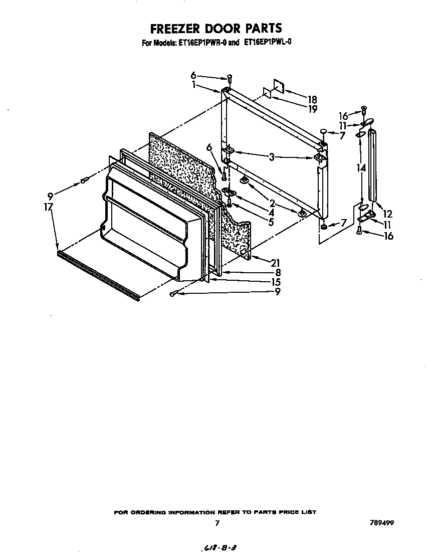 Whirlpool ET16EP1PWR0 freezer door diagram