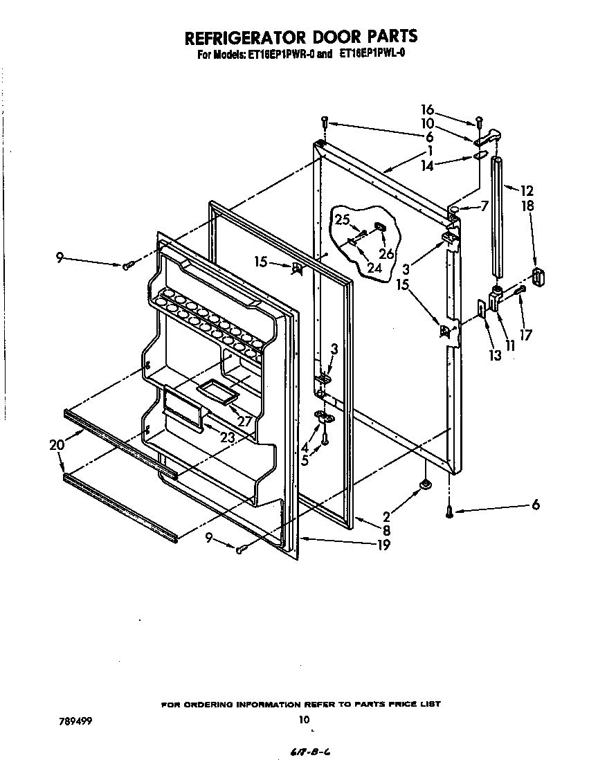 Whirlpool ET16EP1PWR0 refrigerator door diagram