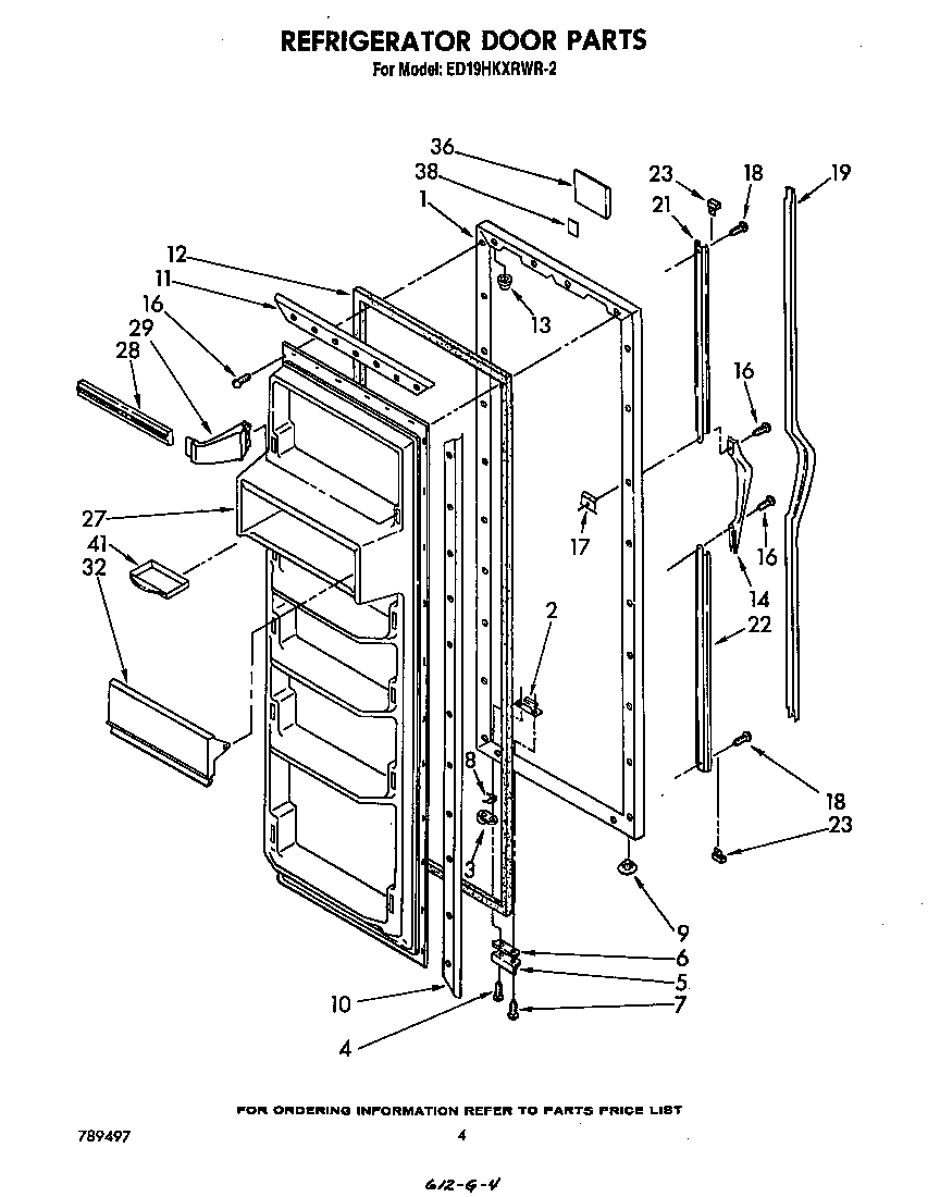 Whirlpool ED19HKXRWR2 refrigerator door diagram