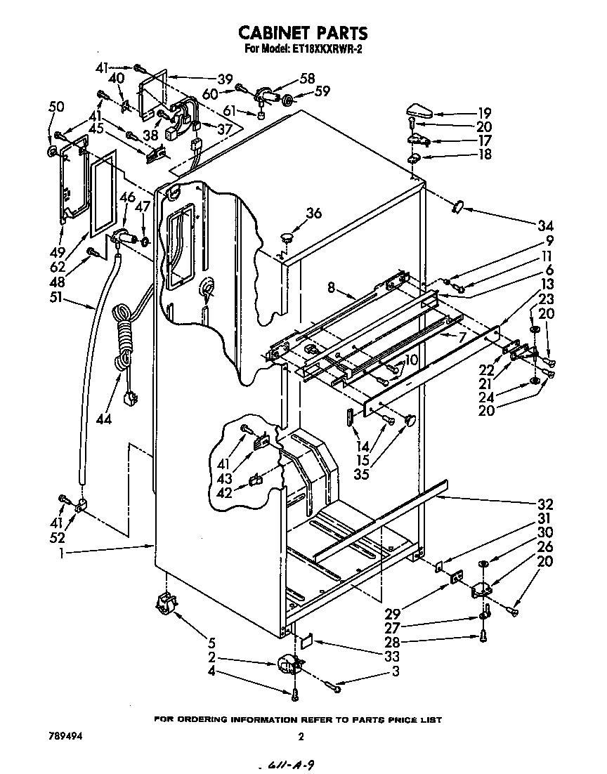Whirlpool ET18XKXRWR2 cabinet diagram