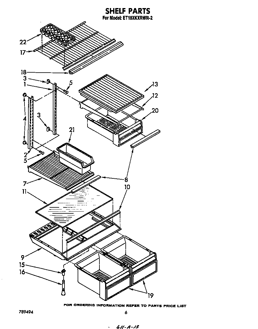 Whirlpool ET18XKXRWR2 shelf diagram