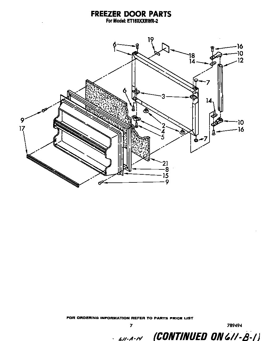 Whirlpool ET18XKXRWR2 freezer door diagram