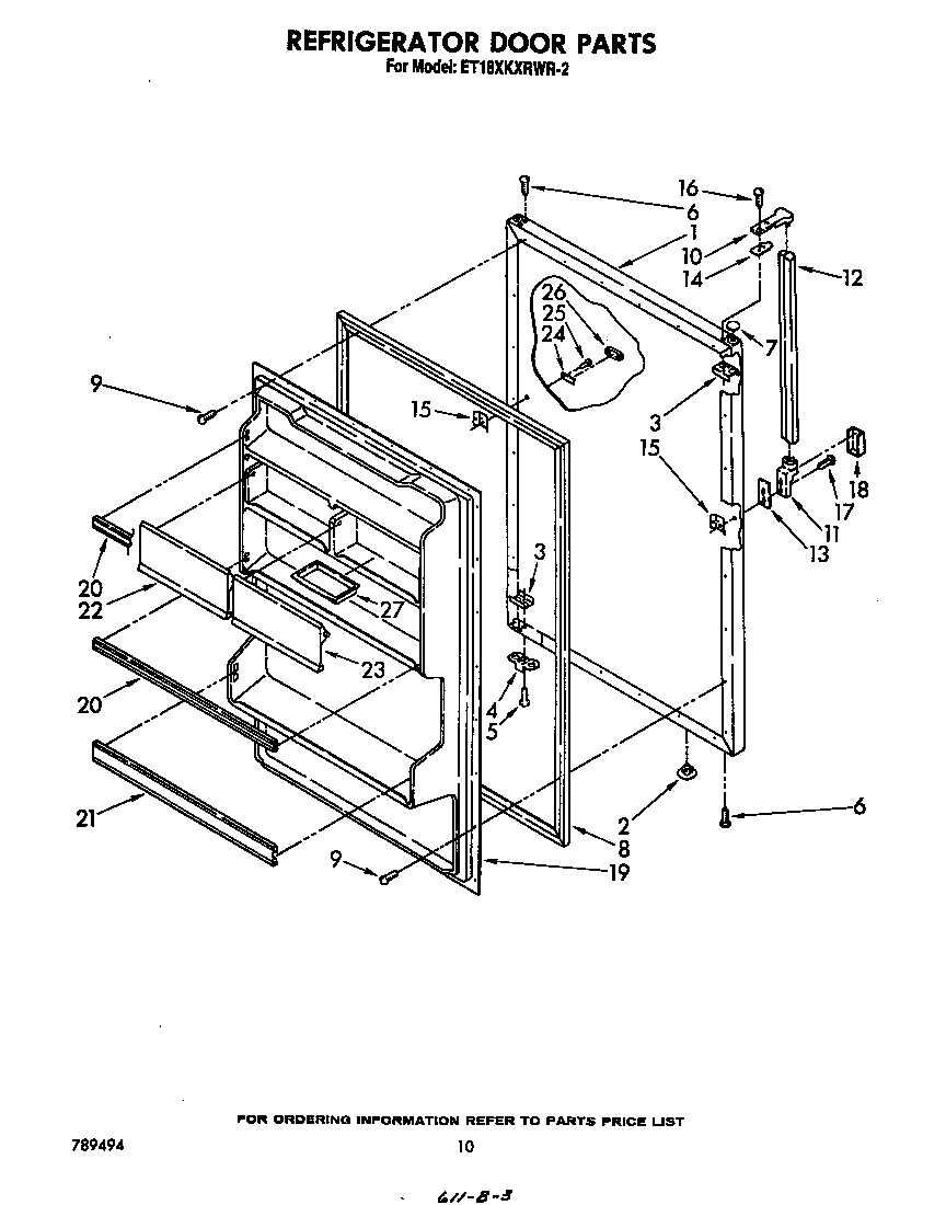 Whirlpool ET18XKXRWR2 refrigerator door diagram