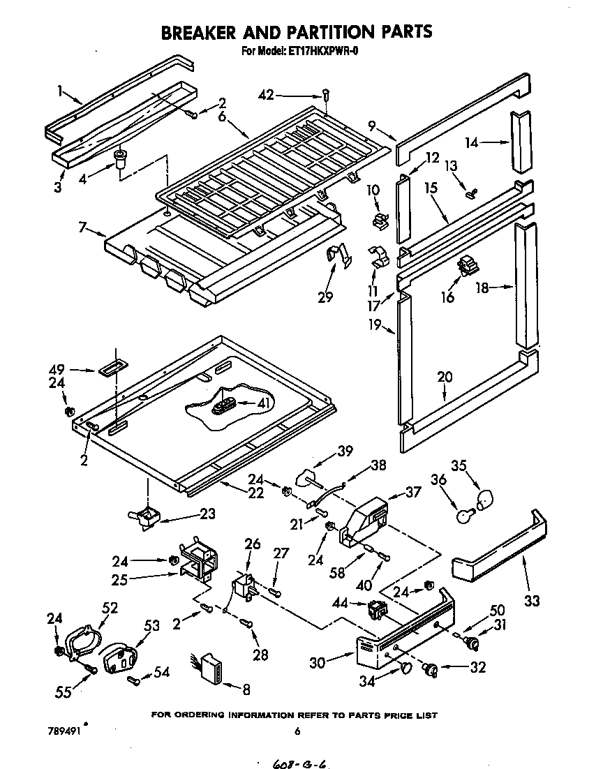 Whirlpool ET17HKXPWR0 breaker and partition diagram