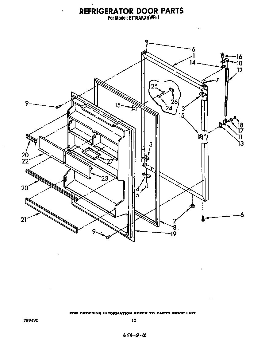 Whirlpool ET18AKXRWR1 refrigerator door diagram