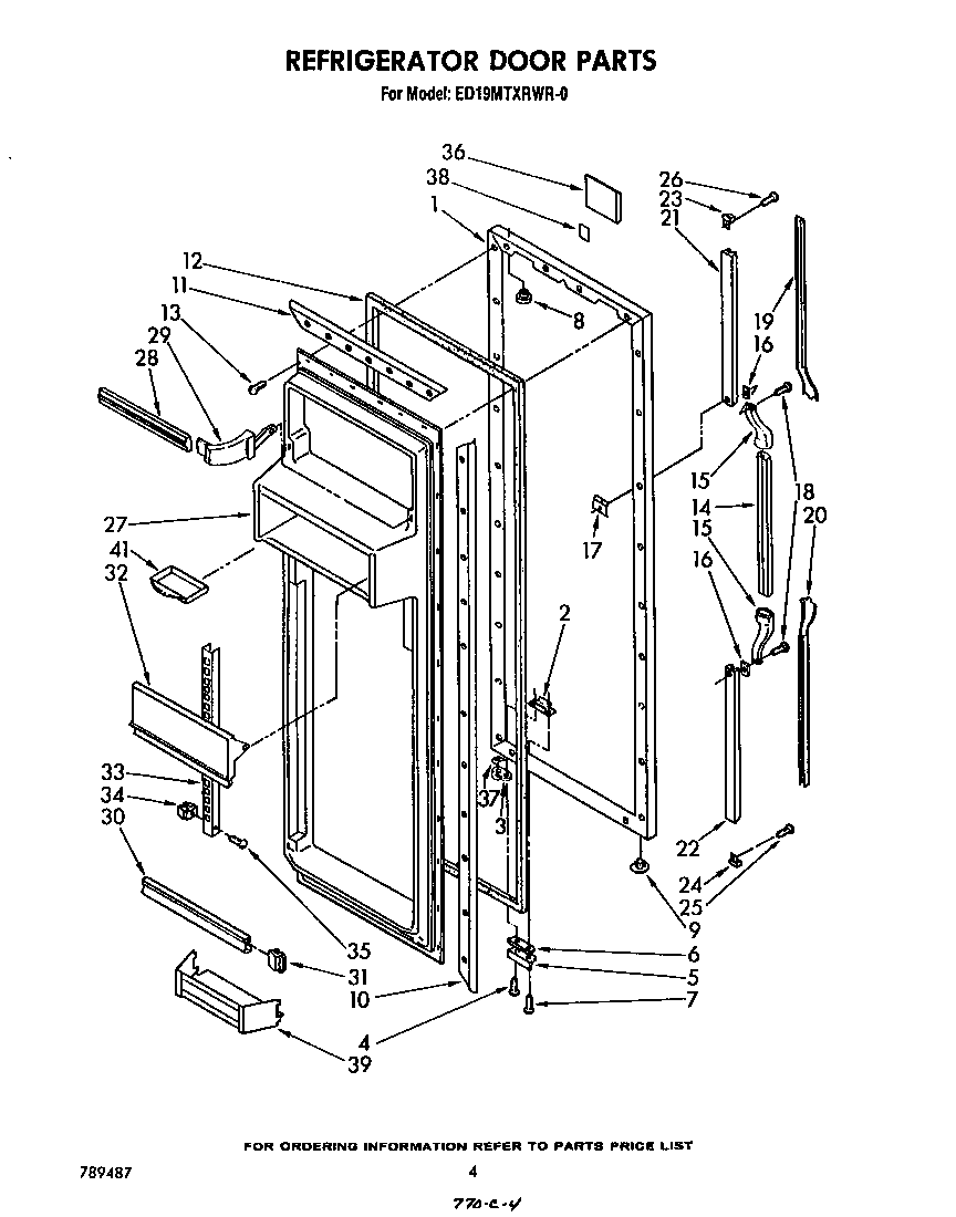 Whirlpool ED19MTXRWR0 refrigerator door diagram