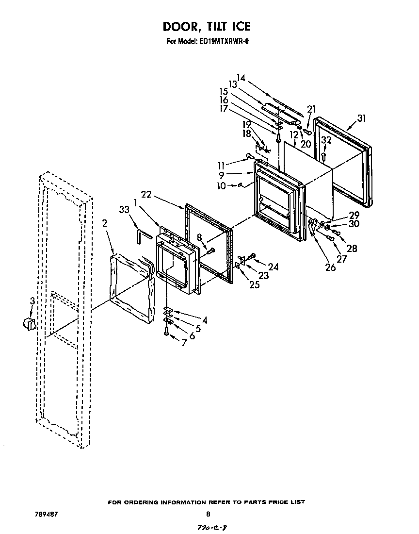 Whirlpool ED19MTXRWR0 door, tilt ice diagram