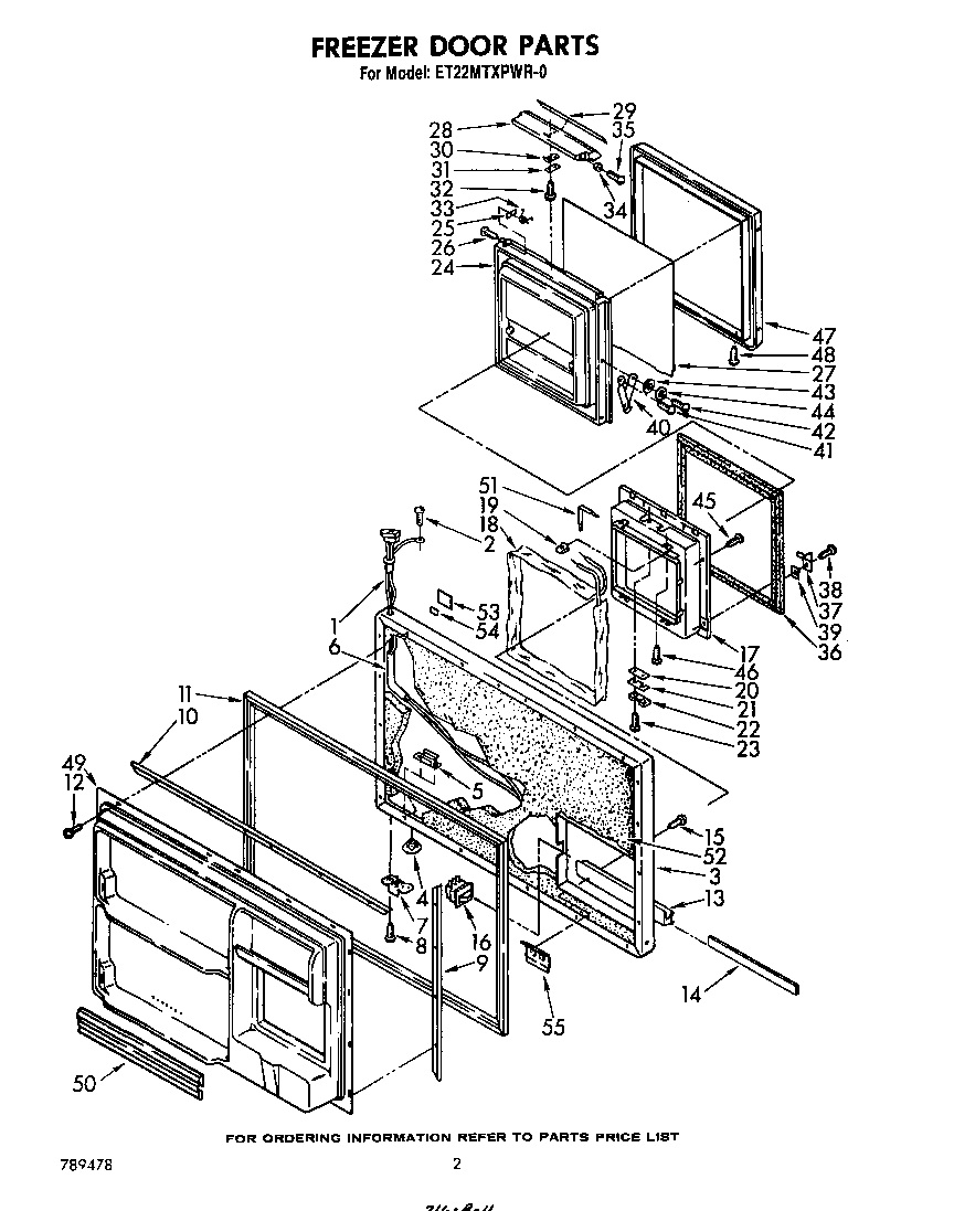 Whirlpool ET22MTXPWR0 freezer door diagram