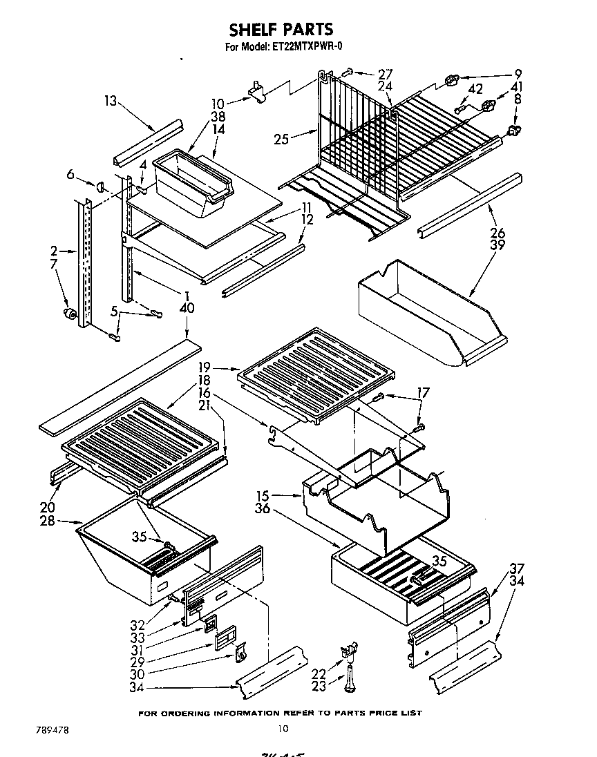 Whirlpool ET22MTXPWR0 shelf diagram