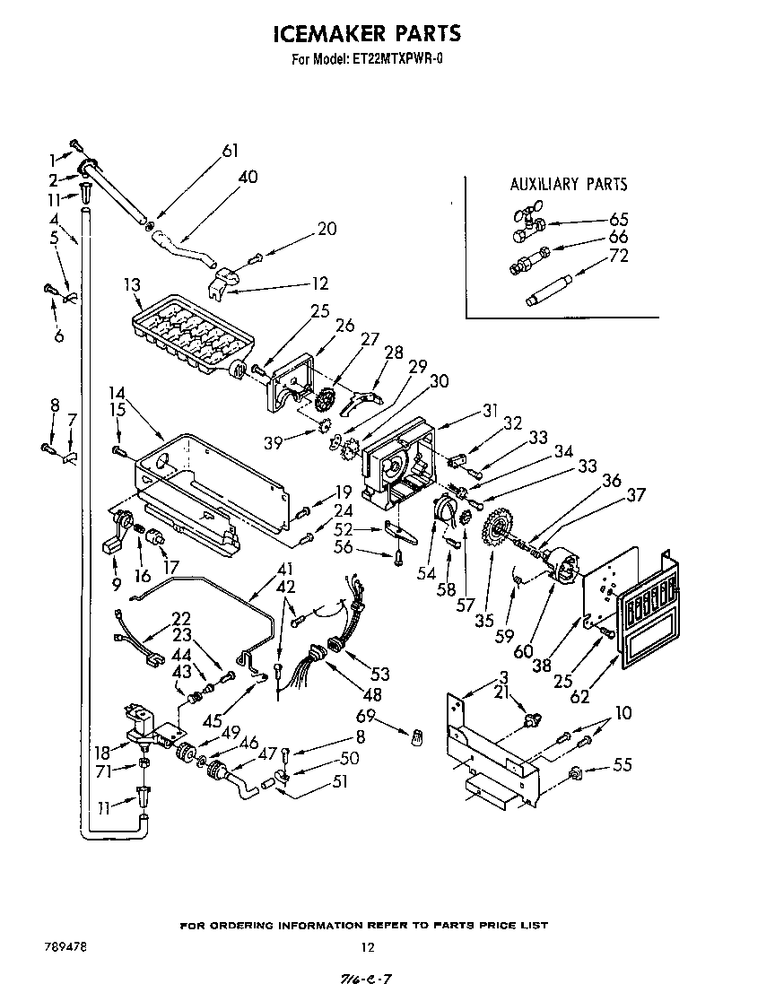 Whirlpool ET22MTXPWR0 ice maker diagram