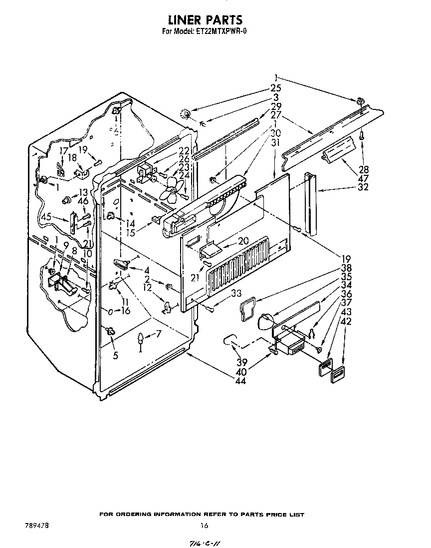 Whirlpool ET22MTXPWR0 liner diagram