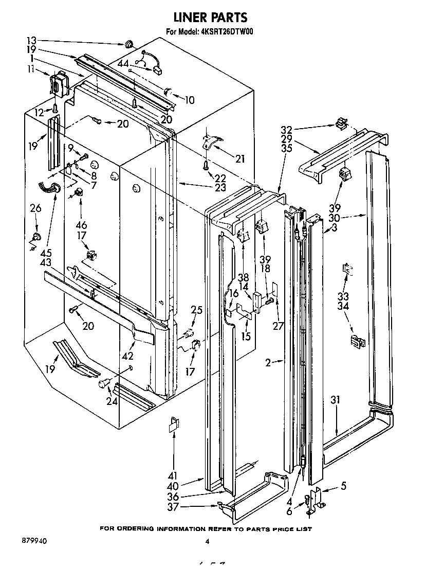 KitchenAid 4KSRT26DTW00 liner diagram