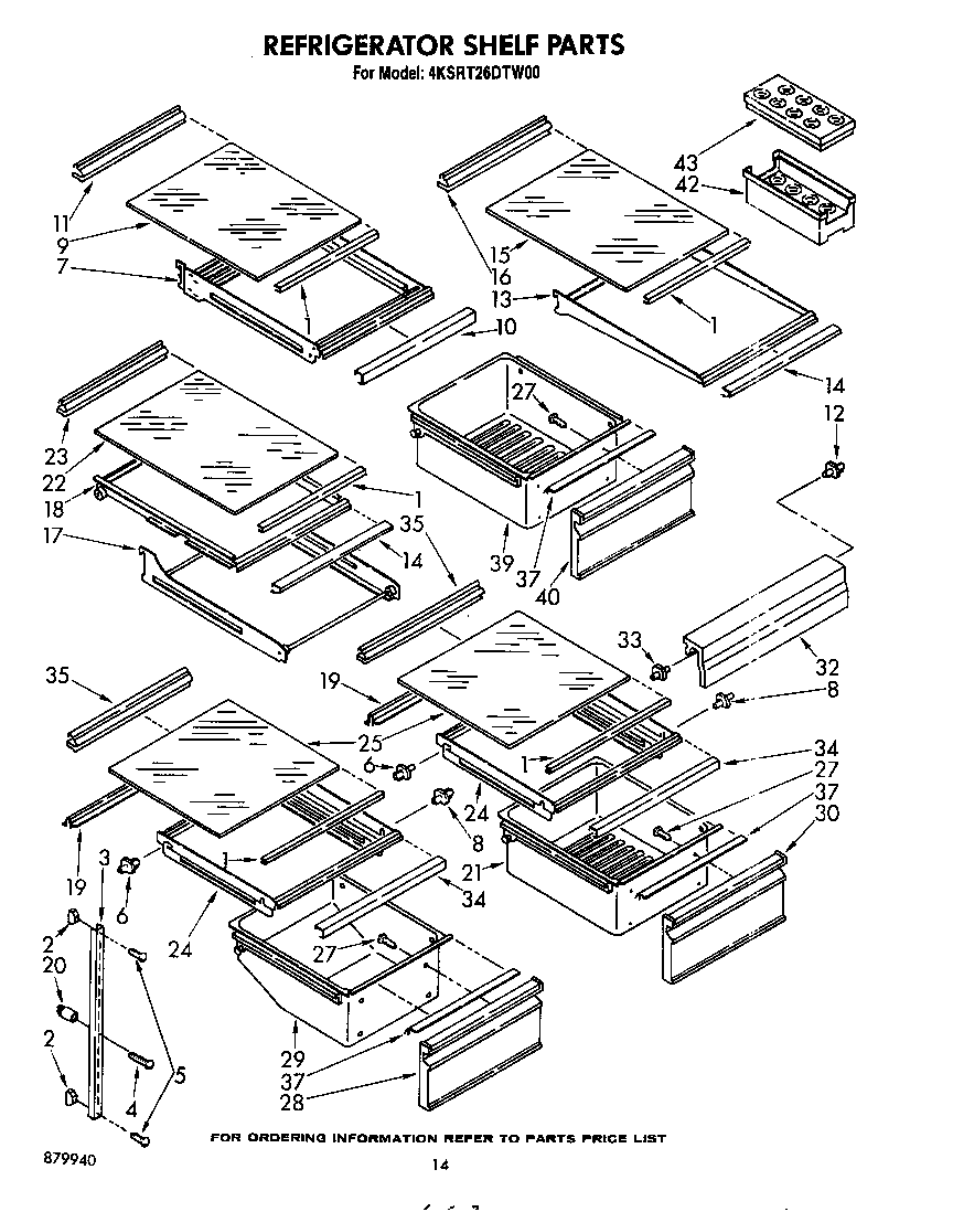 KitchenAid 4KSRT26DTW00 refrigerator shelf diagram