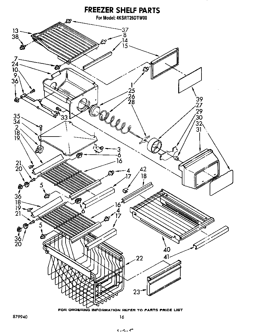 KitchenAid 4KSRT26DTW00 freezer shelf diagram