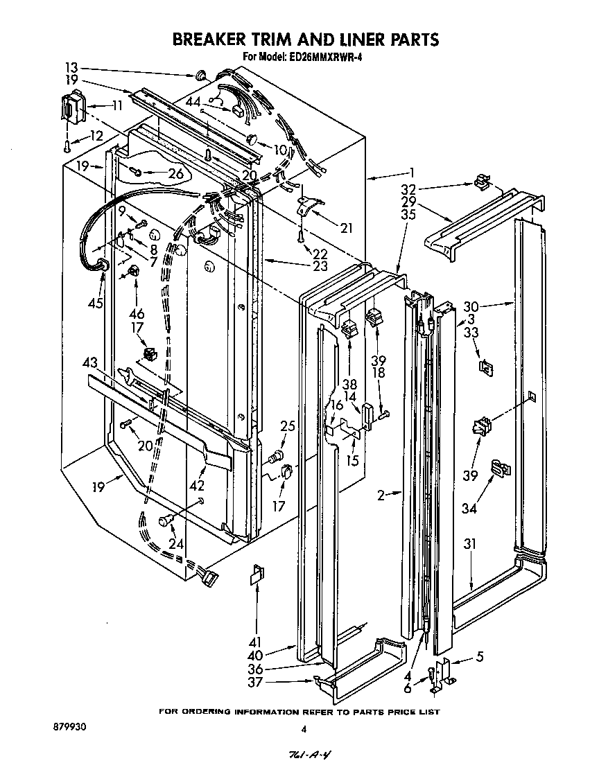 Whirlpool ED26MMXRWR4 breaker trim and liner diagram